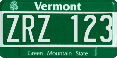 VT license plate ZRZ123