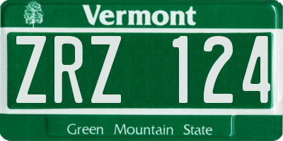 VT license plate ZRZ124