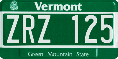 VT license plate ZRZ125