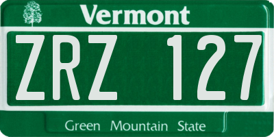 VT license plate ZRZ127