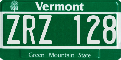 VT license plate ZRZ128