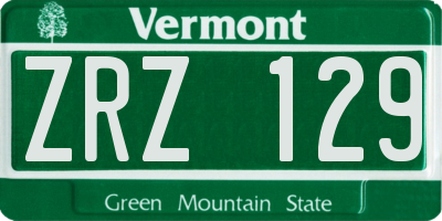 VT license plate ZRZ129