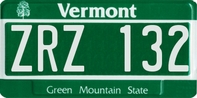 VT license plate ZRZ132