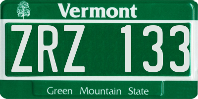 VT license plate ZRZ133