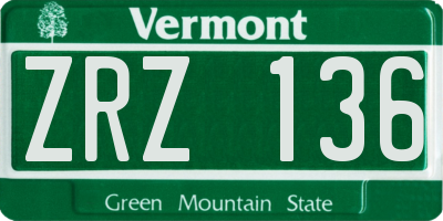 VT license plate ZRZ136
