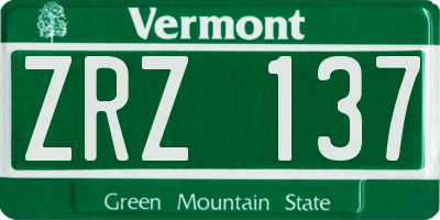 VT license plate ZRZ137