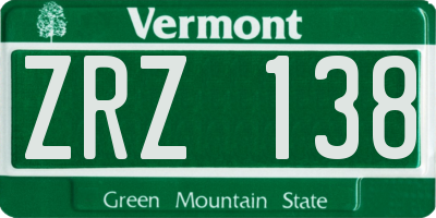 VT license plate ZRZ138