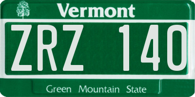 VT license plate ZRZ140