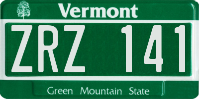 VT license plate ZRZ141