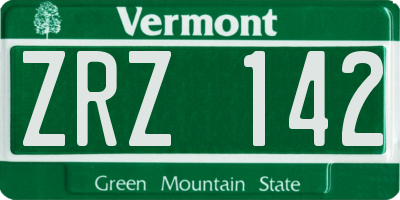 VT license plate ZRZ142
