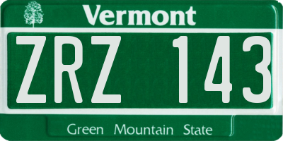 VT license plate ZRZ143