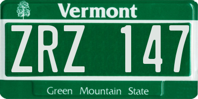 VT license plate ZRZ147