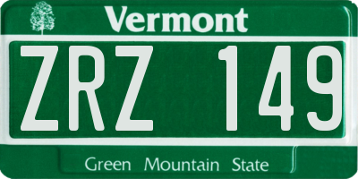 VT license plate ZRZ149