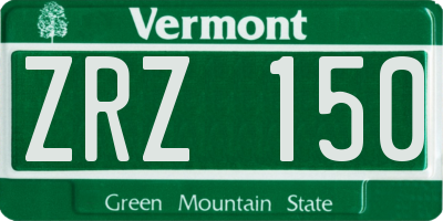 VT license plate ZRZ150