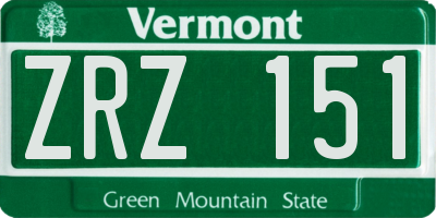 VT license plate ZRZ151