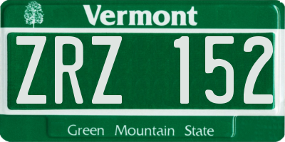 VT license plate ZRZ152
