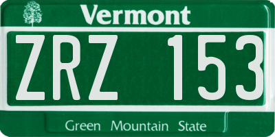 VT license plate ZRZ153