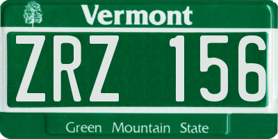 VT license plate ZRZ156