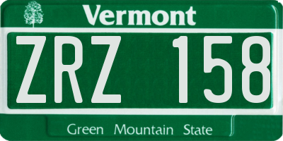 VT license plate ZRZ158