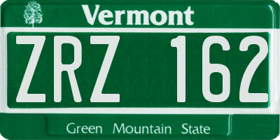 VT license plate ZRZ162