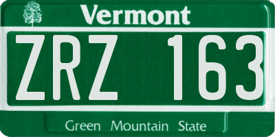 VT license plate ZRZ163