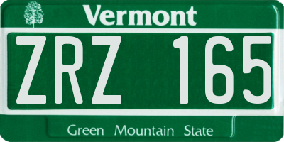 VT license plate ZRZ165