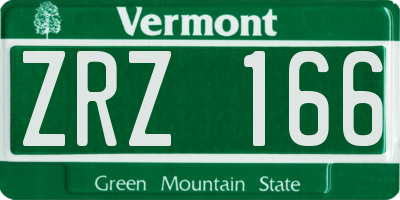 VT license plate ZRZ166