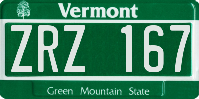 VT license plate ZRZ167