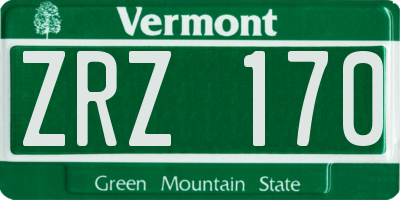 VT license plate ZRZ170