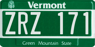 VT license plate ZRZ171