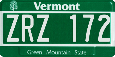 VT license plate ZRZ172