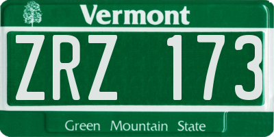 VT license plate ZRZ173
