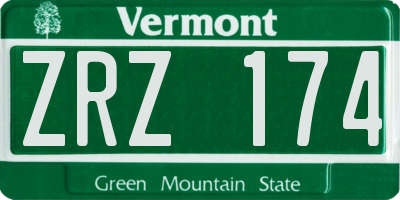 VT license plate ZRZ174