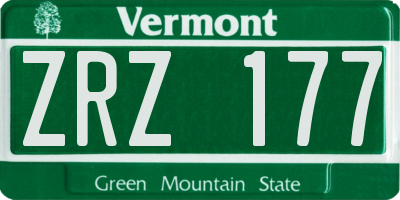 VT license plate ZRZ177