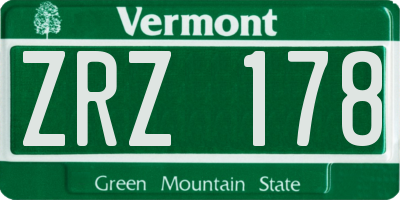 VT license plate ZRZ178