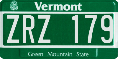 VT license plate ZRZ179