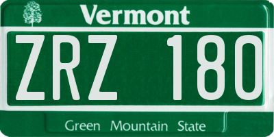 VT license plate ZRZ180