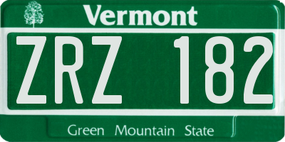 VT license plate ZRZ182