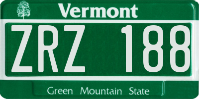 VT license plate ZRZ188