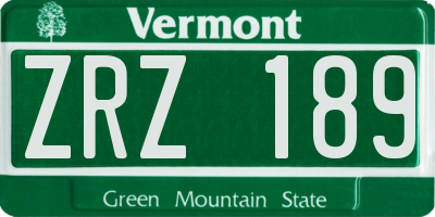 VT license plate ZRZ189