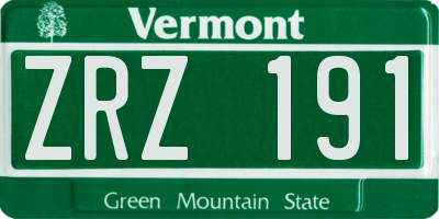 VT license plate ZRZ191