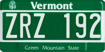 VT license plate ZRZ192