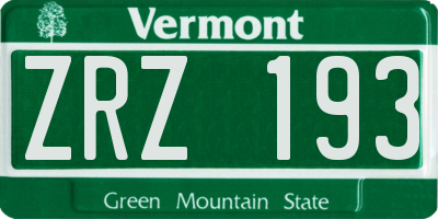VT license plate ZRZ193