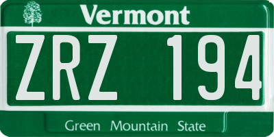 VT license plate ZRZ194