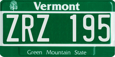 VT license plate ZRZ195