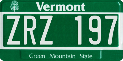 VT license plate ZRZ197
