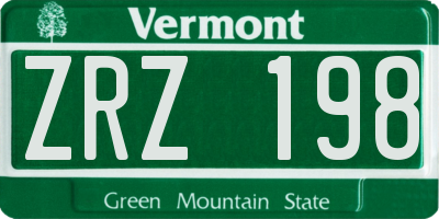 VT license plate ZRZ198
