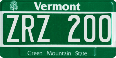 VT license plate ZRZ200