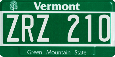 VT license plate ZRZ210