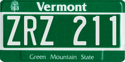 VT license plate ZRZ211